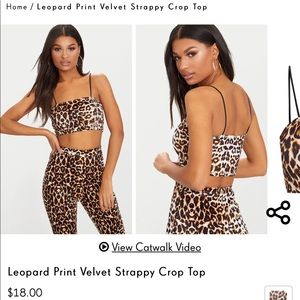 Pretty Little Thing Leopard Print Velvet Crop Top